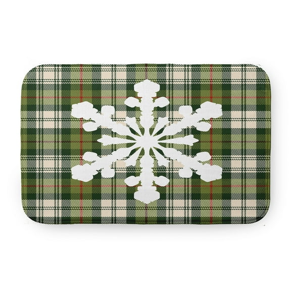 Simply Daisy Snow Flake on Plaid Pet Feeding Mat for Dogs and Cats
