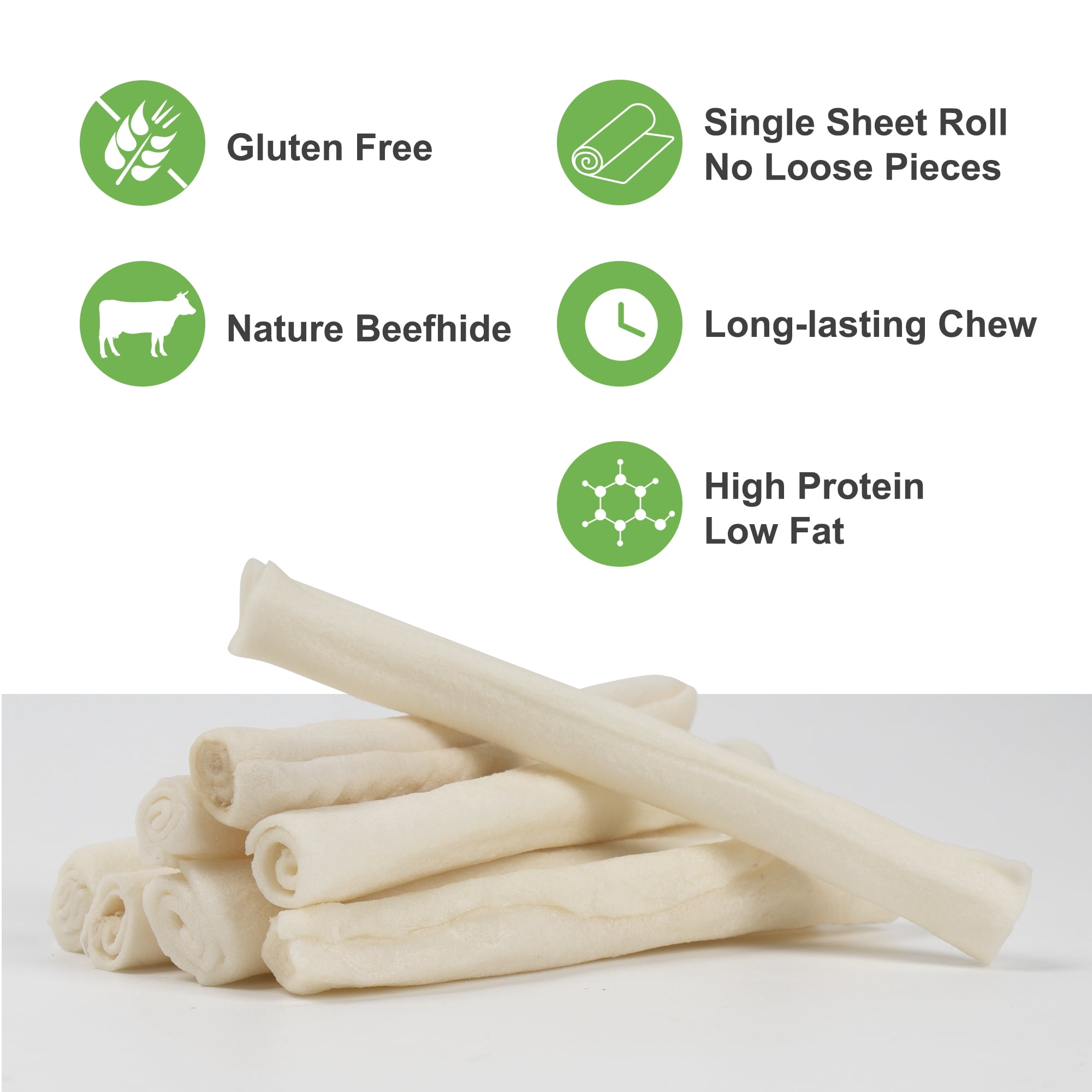 MON2SUN Rawhide Roll Sticks Small Dog Treats, 22.58 oz (40 Count)