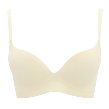 

Youmylove Women Bra Brassiere Comfortable Bralette Gathered Seamless Large Thickened Collar Anti Drop Bra