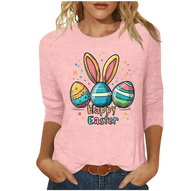 Camisetas Casuales de las Mujeres Impresas 3/4 Manga Cuello Redondo Blusa, Moda Ligera Superior para el Hogar Y el Uso Diario, Cómoda Imitación de la Tela Del Estante