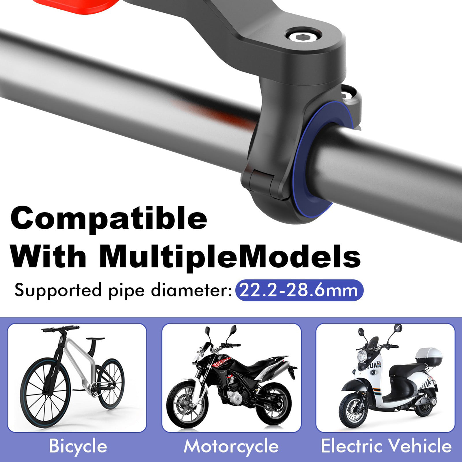 Bike Phone Holder,Bicycle Stem Cell Phone Mount,Universal Aluminum MTB/Road  Bike Cycling Phone Clamp Lock,Quick Attach/Detach