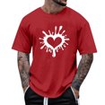 thumbnail image 1 of Yaoyar T-Shirts Graphiques Imprimés Cœur d'Amour pour Hommes Saint-Valentin T-Shirt Manches Courtes Col Rond Vintage T-Shirt Décontracté Été Tendance Pulls de Rue, 1 of 5