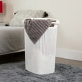 thumbnail image 2 of Mind Reader 60L Slim Laundry Hamper, Clothes Basket, Lid, Wicker Design, Plastic, 17.65"L x 13.75"W x 24.15"H, Set of 3, White, 2 of 5
