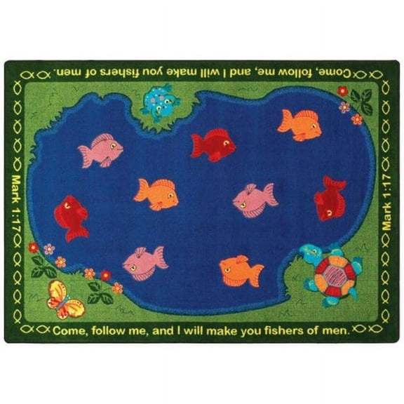 Fishers of Men 7 ft.8 in. x 10 ft.9 in. Oval  WearOn Nylon Machine Tufted- Cut Pile Educational- Faith Based Rug