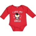 thumbnail image 3 of Inktastic I Love My Uncle with Cute Penguin and Hearts Girls Long Sleeve Baby Bodysuit, 3 of 5