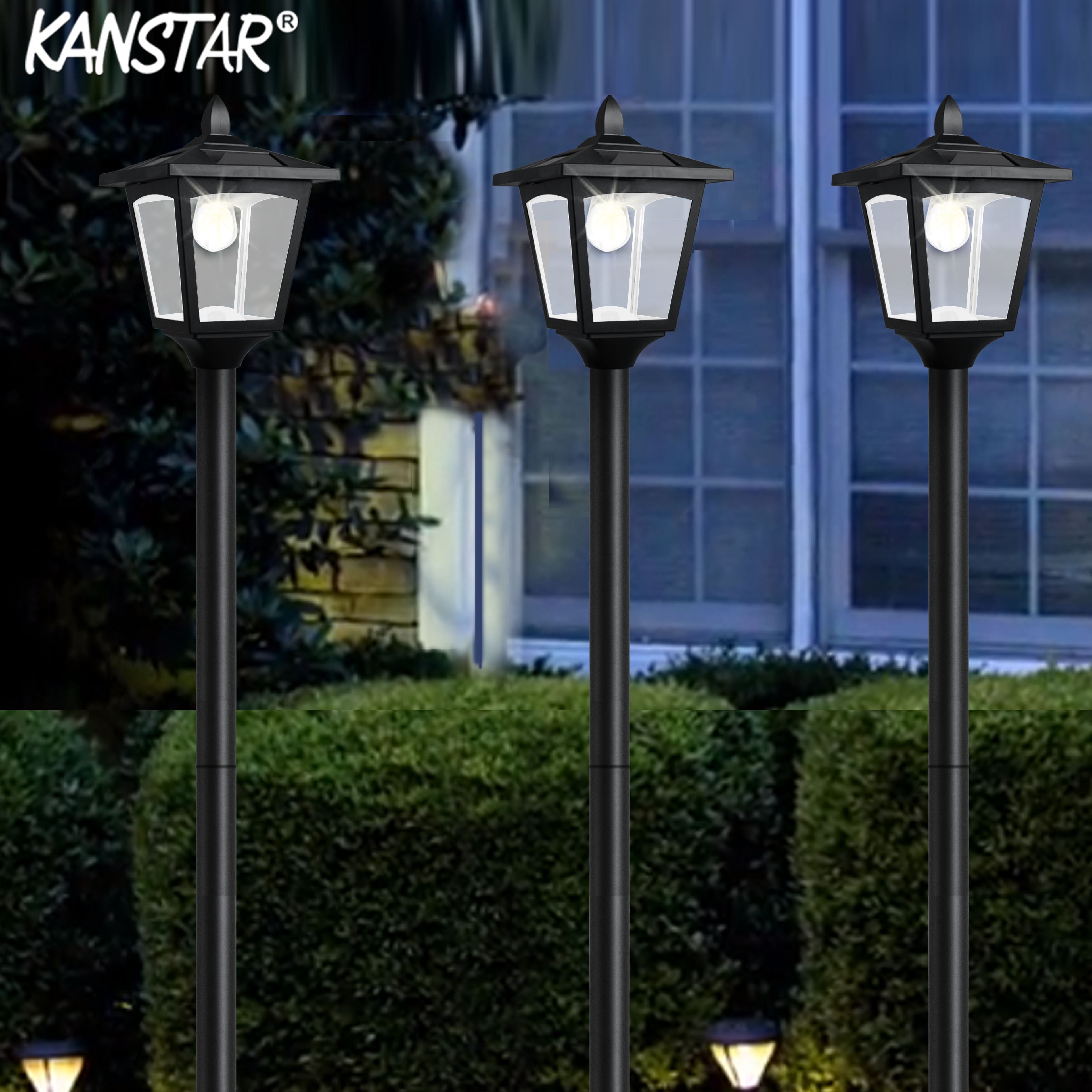 70" Street Vintage Outdoor Garden LED Solar Lamp Post Light Lawn - Adjustable