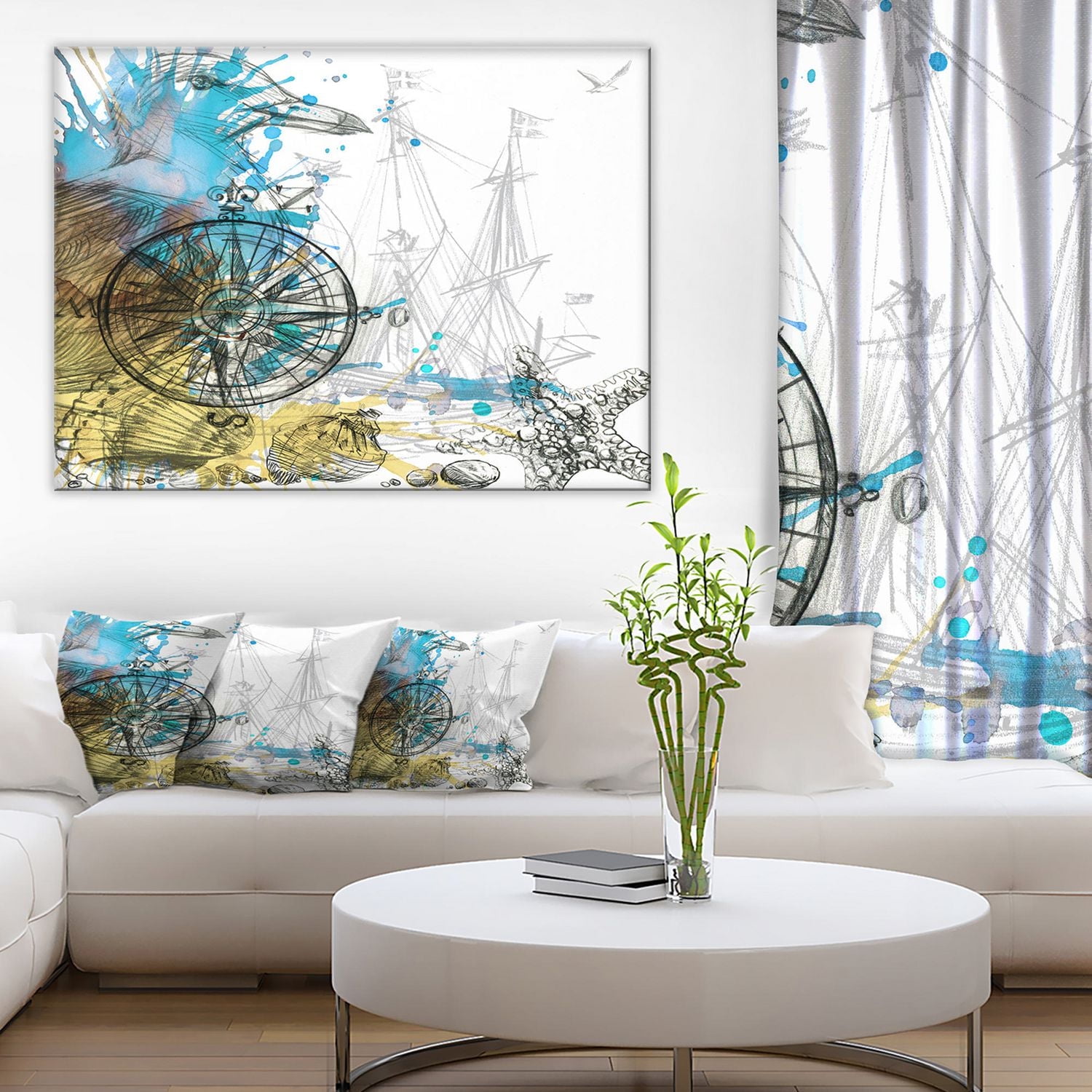 Design Art Marine Background Illustration Art Canvas Print