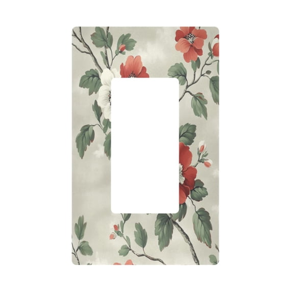Yayeee Rocker Switch Wall Plate 1-Gang 4.6"x2.9" Home Decorative Outlet Cover, Red Floral Pattern