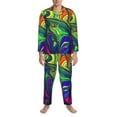 thumbnail image 3 of Salouo Pride Rainbow Print Button-Front Long Sleeve Pajama Set for Men, Soft 2Pjs Men's Long Sleeve Sleepwear-X-Large, 3 of 7