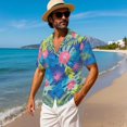 thumbnail image 4 of KUIFORTI His and Hers Summer Outfits Matching Hawaiian Outfits for Couples Tropical Floral Palm Leaf Washable Men’s Hawaiian Shirt with Soft Fabric for Romantic Date Gifts for Couples, 4 of 7