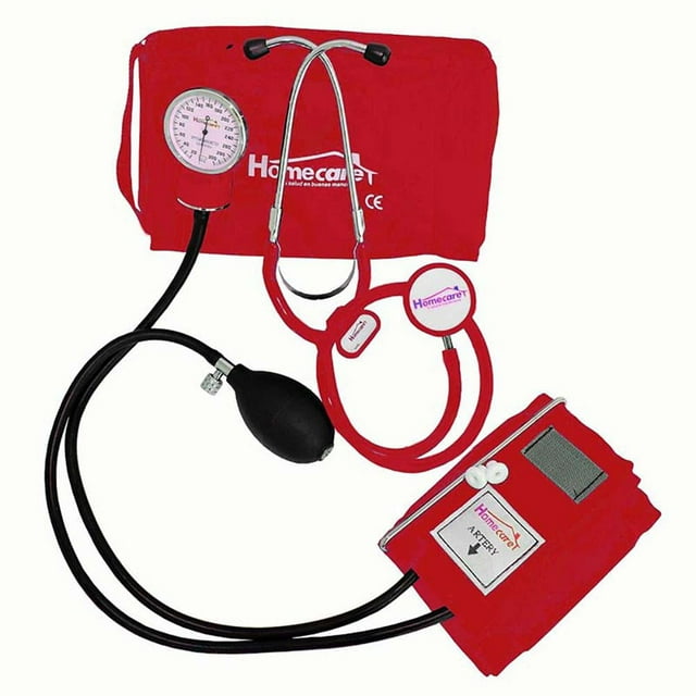 Kit Baumanometro con Estetoscopio Doble Rojo Home Care dmh2600roj con Estetoscopio Doble Rojo