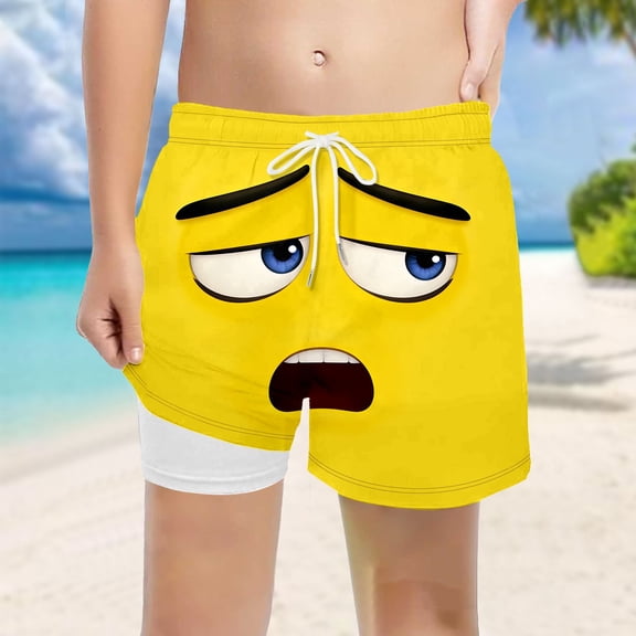 SHenli Swim Trunks Kids 5 Cartoon Print Swim Shorts Drawstring Stretch Beach Bathing Suit Toddler Swimsuit Boy Swimsuit Boys Swimwear