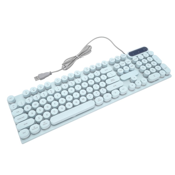 Mechanical Gaming Keyboard Wired,Retro Aesthetic Cute Round Keycaps 104 Key Fodable Feet,Multimedia Keys,USB Wired Backlit Keyboard for Desktop Laptop