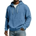 thumbnail image 6 of Men's 1/4 Zip Hooded Sweatshirt for Casual Wear, Winter Lounge, and Christmas Relaxation,Light Blue,M, 6 of 6