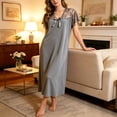 thumbnail image 4 of Bovxnpu Womens Nightgown Sleepshirt Pajama Dress Lace Ribbed Nightgown for Women Casual Elegant Home Sleepwear, 4 of 5