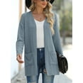 thumbnail image 4 of JWD Women's Cardigan Slim Fit Ribbed Cardigan Knitted Sweater with Pockets Grey blue S, 4 of 9