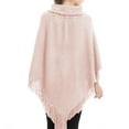 thumbnail image 3 of Summer Clearance Sale! Pitauce Cover Up for Women Solid Color Crochet Poncho Knitting Hooded Button Down Cape Asymmetric Tassel Hem Shawl Lace Up Versatile Wrap, 3 of 4