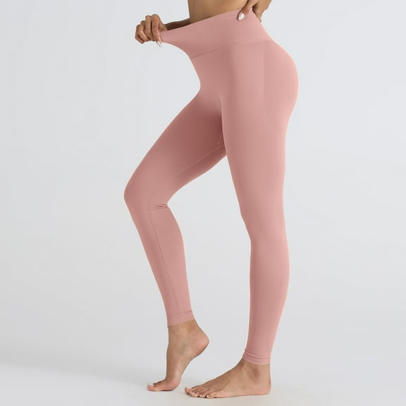 Yoga Pants Women's Solid Color Seamless Hip Lifting Breathable Yoga Suit With Tight Fitting High Waisted Sports Bottom Fitness Pants Plus Size Yoga Pants for Women Pink S