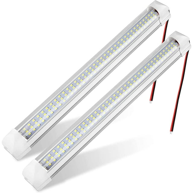 Barra de luces LED para interiores de 12 V, tira universal de 108 LED con interruptor de encendido/apagado, luz blanca para furgonetas, coches, autocaravanas, caravanas, barcos, autocaravanas, cocinas