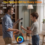 JYX Karaoke Machine for Adult, Portable Bluetooth Karaoke Speaker with 2 Microphones, Singing Party Speaker with Dj Lights for Outdoor, Home
