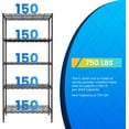 thumbnail image 3 of BestOffice Adjustable Storage Shelves Metal Storage Shelf(Black, 21.5L x 11.6W x 47.6H) 750 pounds, 3 of 8