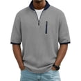 thumbnail image 2 of Camiseta Casual de Manga Corta con Cuello Tripulado 100% de Poliéster Lavable a la Máquina de Manga Larga Camisetas de Trabajo Al Aire Libre de Color Sólido para Hombres, 2 of 7