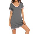 thumbnail image 2 of Womens Summer Nightgowns Short Sleeve Sleepwear Cotton Crewneck Nightdress Comfy Sleepshirt, 2 of 5