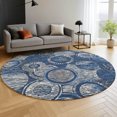thumbnail image 6 of Addison Rugs Mayfield Premium Machine Washable Transitional Geometric Navy Round Rug, 8' x 8', 6 of 6
