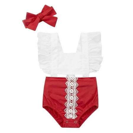 

Newborn Baby Girl Ruffle Sleeveless Romper Summer Casual Bodysuit Playsuit 2Ppcs Clothes