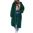 thumbnail image 2 of Smsaxvxz Warm Long Hooded Sweatshirts Fall Fashion Solid Long Sleeve Zip Hoodies Casual Oversized Pullover Winter Tops Green XL, 2 of 9