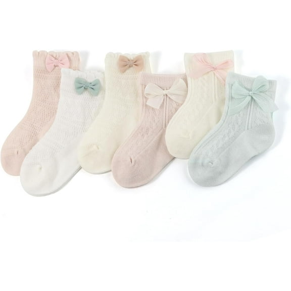 Baby Girls Socks with Bow 2nd-generation Newborn Cotton Cute Princess Socks for Toddler Infant