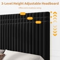thumbnail image 3 of King Size Bed Frame, Adjustable Height Headboard, Velvet Upholstered Platform Bed Frame, No Box Spring Needed, Easy Assembly, Black, 3 of 7