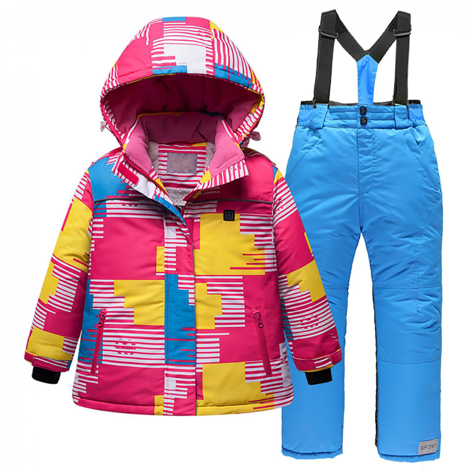 Baby Toddler Boys Girls Duck Down Outwear Jacket Ski Bib Pants Salopette Suit