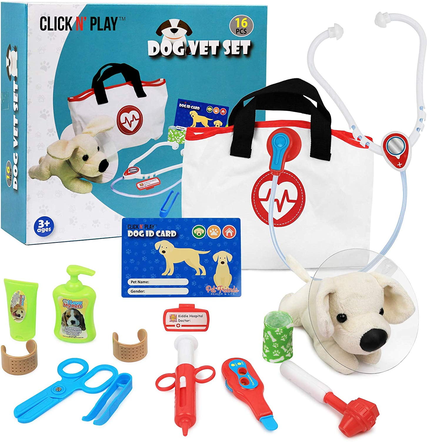 Deluxe Kids Vet Role Play Kit Set Pet Interactive Doctor Toys Dog Pretend 20 pcs 