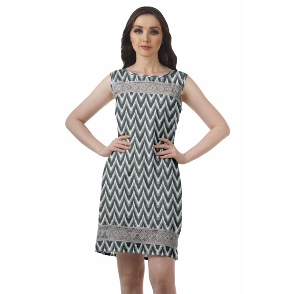 Moomaya Printed Scoop Neck Dress Sleeveless Evening Dresses Women Shift Dress