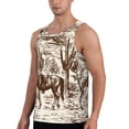thumbnail image 2 of Fotbe Western Desert Cowboys2 Pattern Men's Quick Dry Workout Tank Top Gym Muscle Tee Fitness Bodybuilding Sleeveless T Shirt Breathable Workout Shirt-Large, 2 of 9