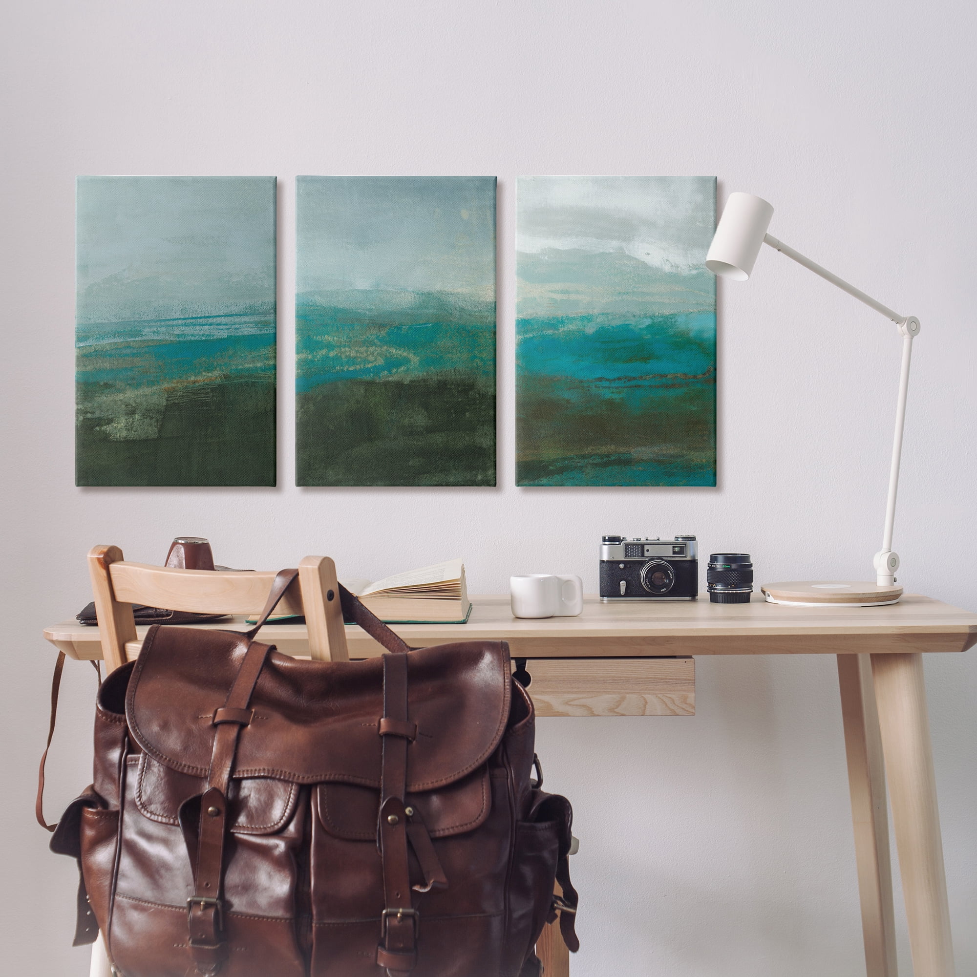 Stupell Industries Abstract Seascape Painting Turquoise Blue Brown Canvas Wall Art by Sue Jachimiec