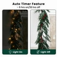 thumbnail image 4 of Pre-Lit Berry Christmas Garland, 6FT Battery Powered Norfolk Pine with Warm White LEDs for Cozy Holiday Atmosphere, 4 of 8