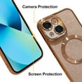 thumbnail image 6 of iPhone 14 6.1" Magnetic Glitter Case, [Compatible with Magsafe] Cute Luxury Plating Bling Clear Phone Case, Full Camera Lens Protector Anti-Scratch Shockproof Protective Case-Gold, 6 of 12