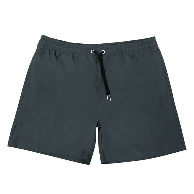 Mens Beach Shorts Men's Athleisure Loose Solid Color Quick Drying Beach Shorts Mens Swim Trunks Grey XXL