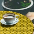 thumbnail image 2 of Ambesonne Funny Faces Fitted Round Tablecloth, Art Smiling Characters, 36"- 40" Diameter, Dark Army Green Yellow, 2 of 5