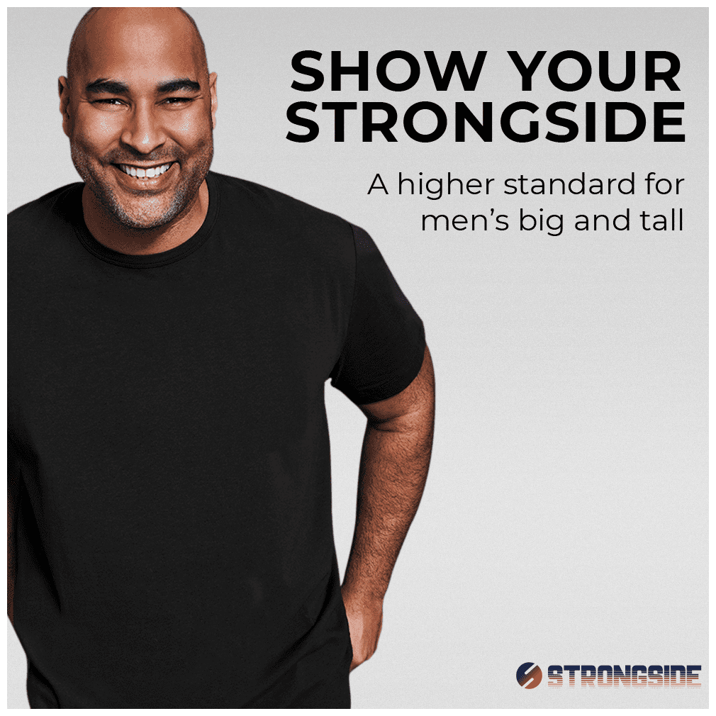 Strongside Apparel Men's Big and Tall T-Shirt – Longer Length Stretch Tee