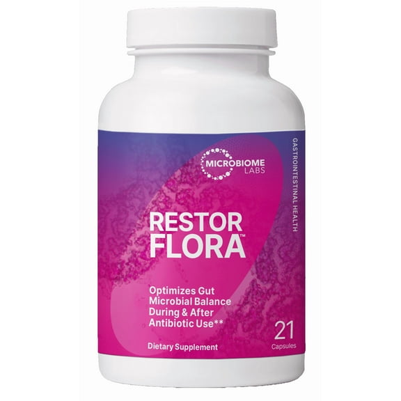 Microbiome Labs RestorFlora PD - Men's & Women's Probiotics for Digestive Health & Gut Reset - Spore Based Saccharomyces Boulardii Probiotics to Help Restore Microbial Balance (21 Capsules)