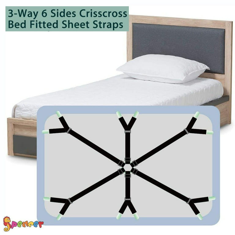 Spencer Long Crisscross Adjustable Suspenders Bed Sheet Grippers Straps  Corner Keeper Bed Mattress Fitted Sheet Kit 