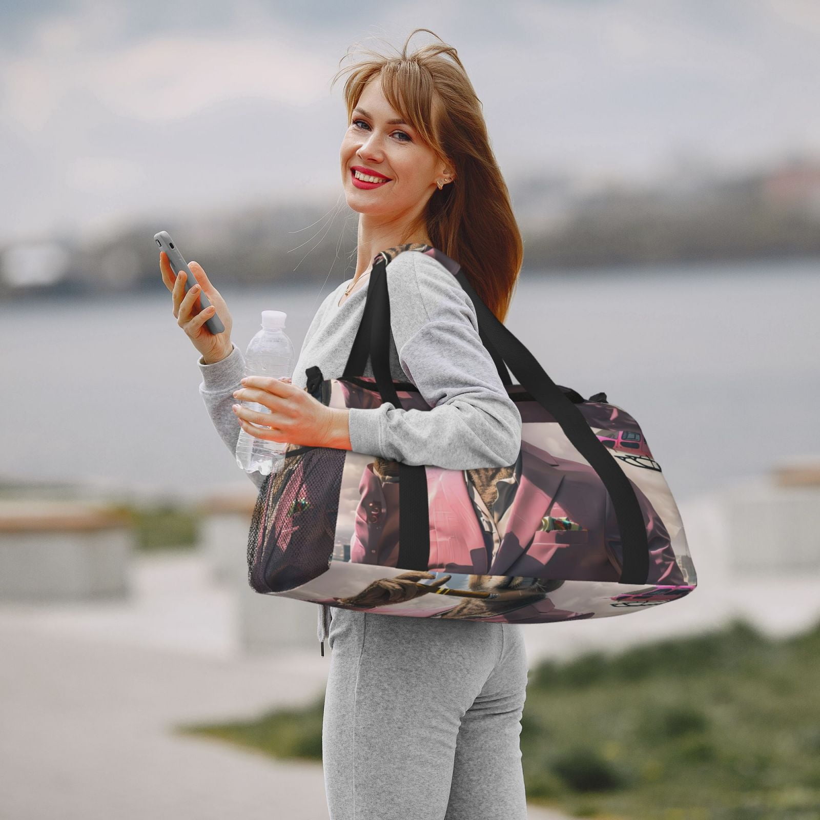 Picia Stylish Kangaroo In Suit Print Travel Duffle Bag,Weekender Bags for Women with Shoe Compartment, Gym Duffel Bag with Wet Pocket, Hospital Bags for Labor and Delivery
