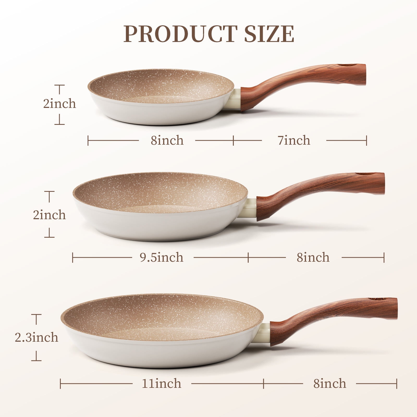 Innerwell 8-Inch Nonstick Granitic Frying Pan with Ergonomic Bakelite Handle