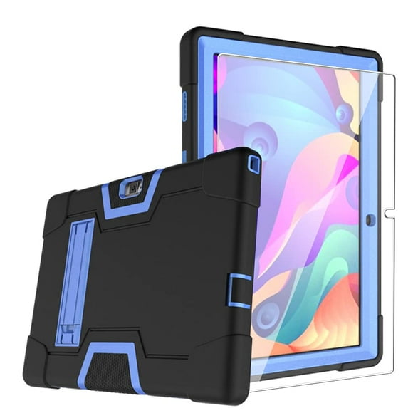 Mignova for Vankyo matrixpad s30 10 Inch Case,Hybrid Heavy Duty Shockproof Rugged Protective Case with Stand for Vankyo MatrixPad S30 10 Inch+Tempered Glass Screen Protector (Black/Blue, 1 Pack)