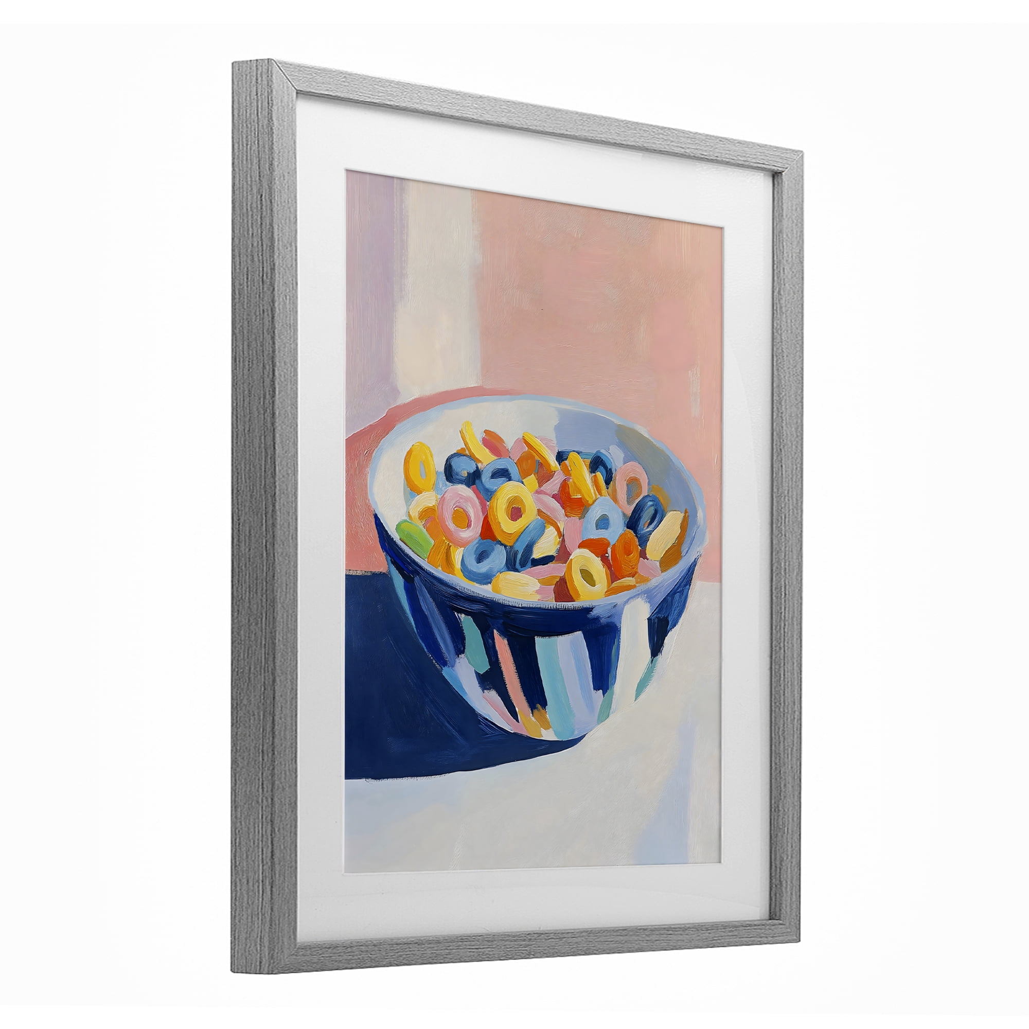 Stupell Industries Colorful Cereal Bowl Gray Framed Print Under Glass, design by The Prints Vibe