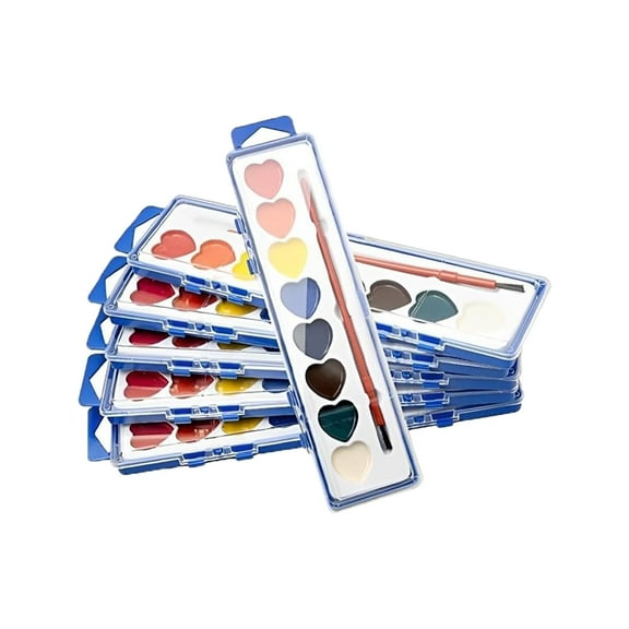 Watercolor Paint Valentines Day, Heart Shaped Watercolor Paint Set, 8 Colors Heart Watercolor Paint Set, Valentine Paint Kit with Paintbrush 5PCS