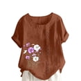 thumbnail image 4 of Pisexur Hauts d'Été pour Femmes, Hauts Tendance pour Femmes, Hauts Grande Taille pour Femmes, Haut Décontracté à Manches Courtes Col Rond Ample Couleur Unie Multicolore,P, 4 of 4